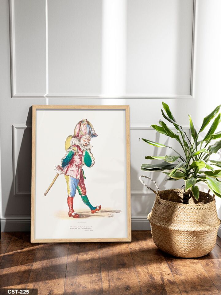 Matamore Kapitan Neşeli Yürüyüş Tek Parça Ahşap Çerçeveli Tablo Naturel - 30 x 40 CM