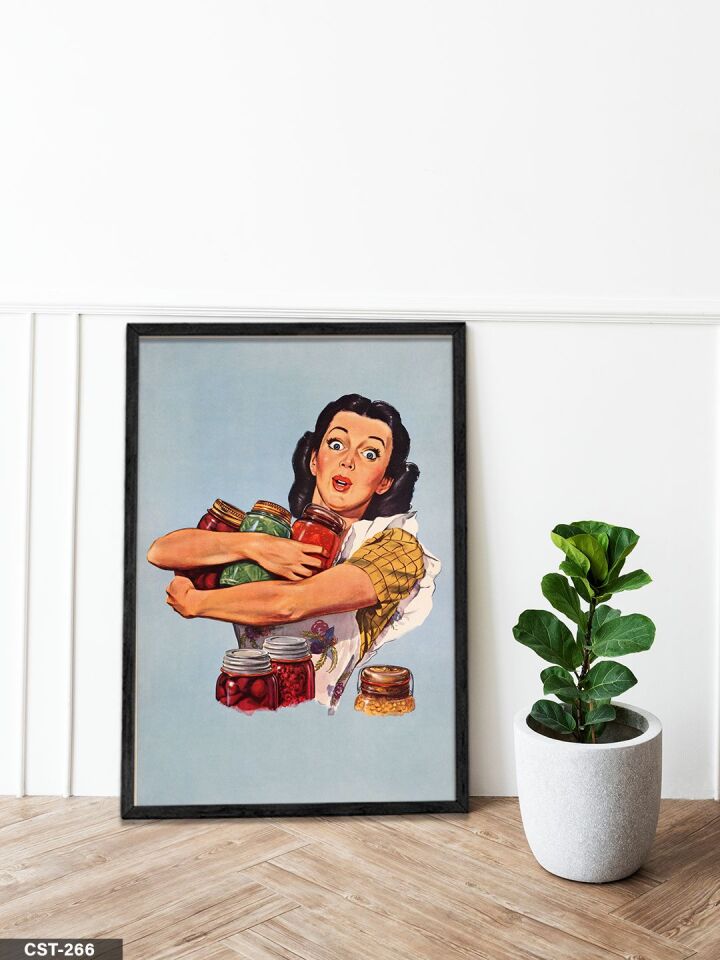Konserveler Tek Parça Ahşap Çerçeveli Tablo Siyah - 40 x 60 CM
