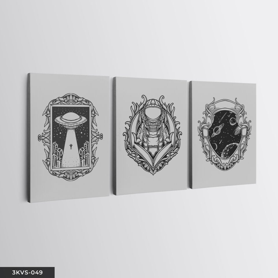 Astronot Uzay 3 Parça Kanvas - Canvas Tablo 45 x 65 CM