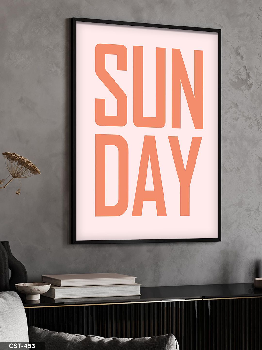 Sunday Tek Parça Ahşap Çerçeveli Tablo Siyah - 20 x 30 CM