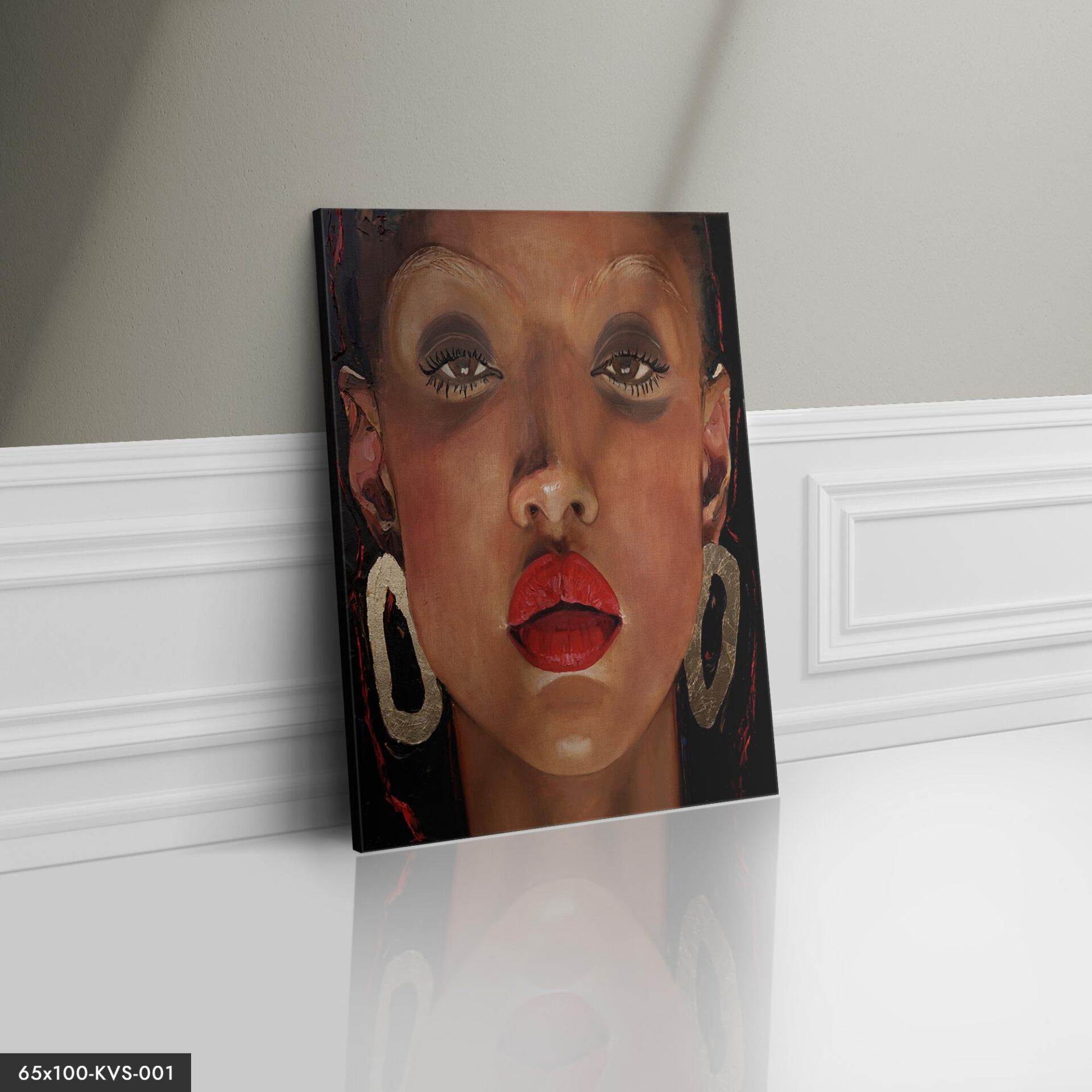 Küpeli Kadın Kanvas - Canvas Tablo 40 x 30 CM - Çok Renkli