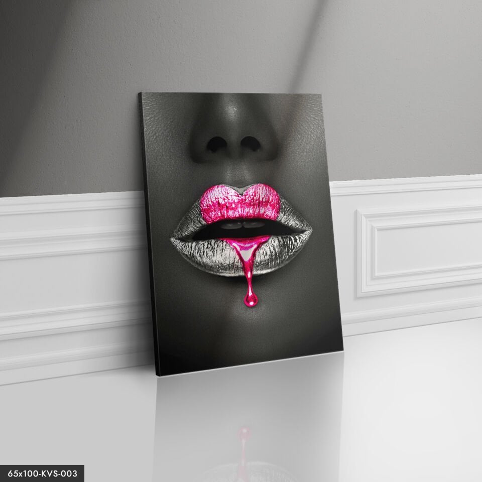 Kalp Dudaklı Kadın Kanvas - Canvas Tablo