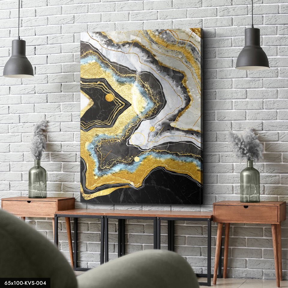 Gold Parıltılı Sanat Kanvas - Canvas Tablo 40 x 30 CM - Çok Renkli