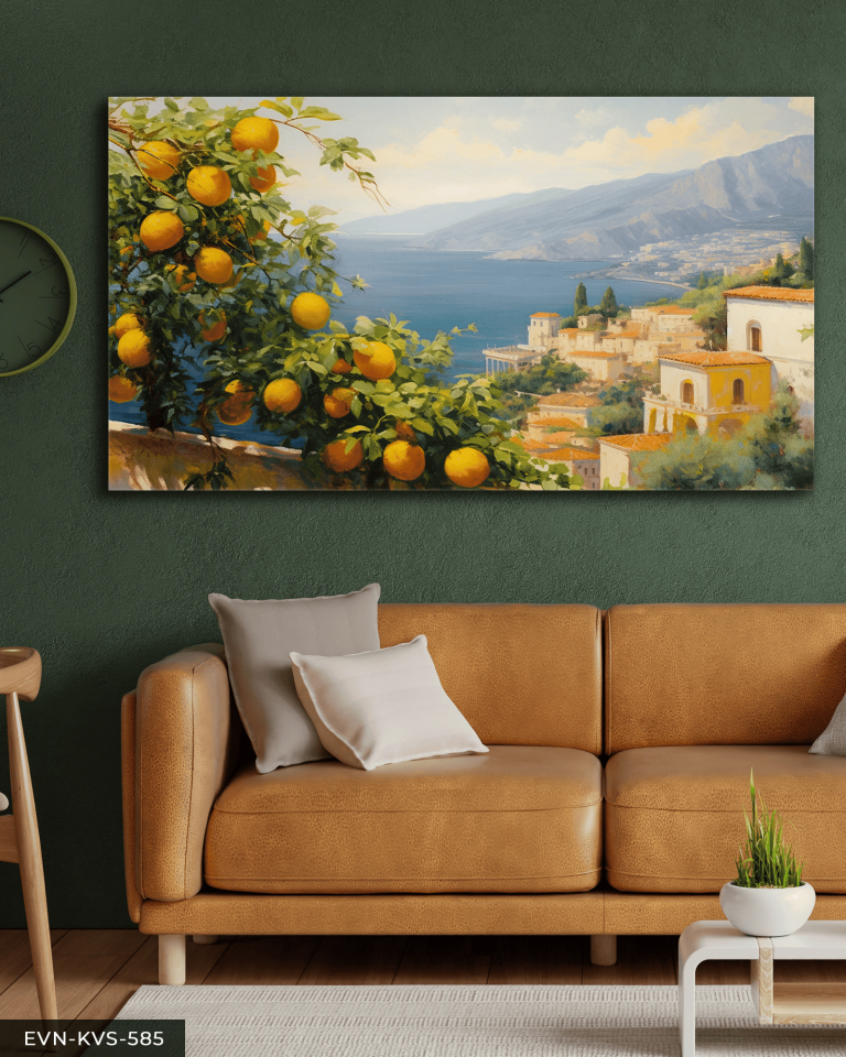 Limon Ağacı ve Deniz Tek Parça Kanvas - Canvas Tablo