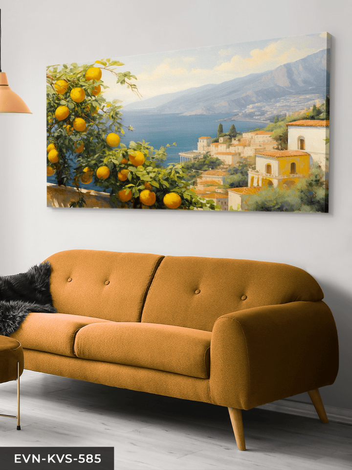 Limon Ağacı ve Deniz Tek Parça Kanvas - Canvas Tablo