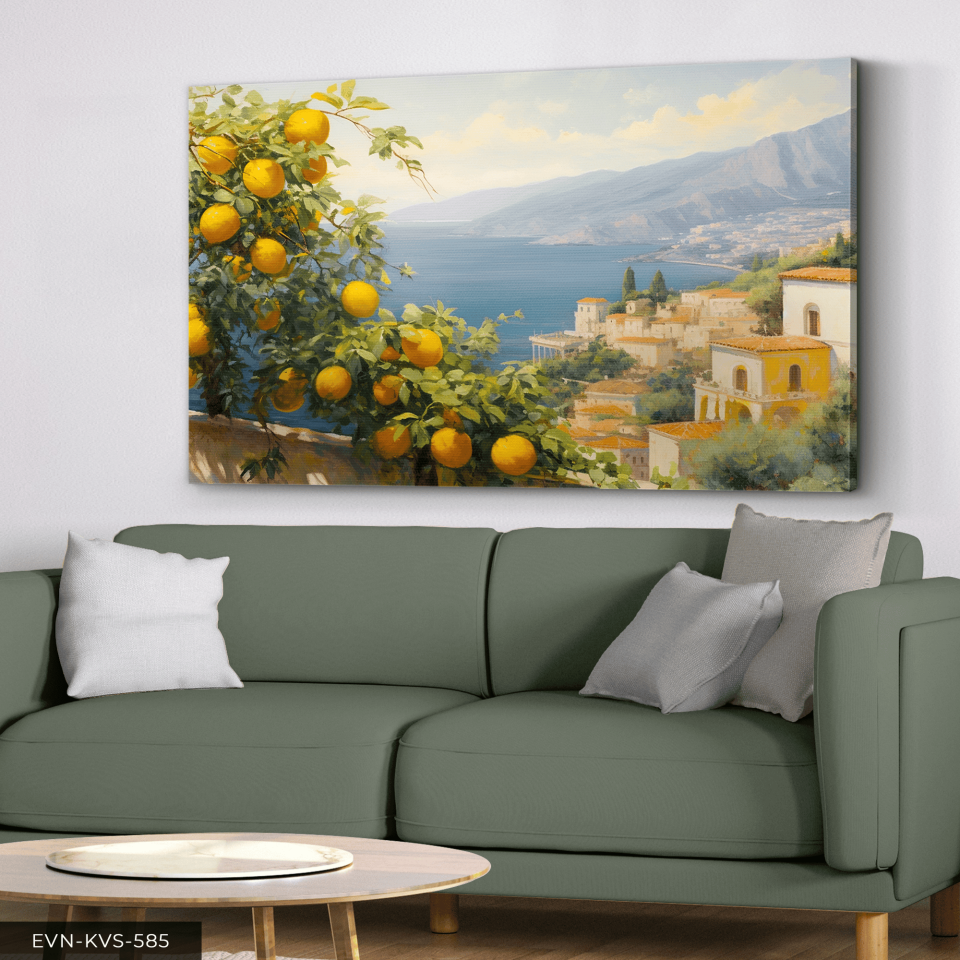 Limon Ağacı ve Deniz Tek Parça Kanvas - Canvas Tablo