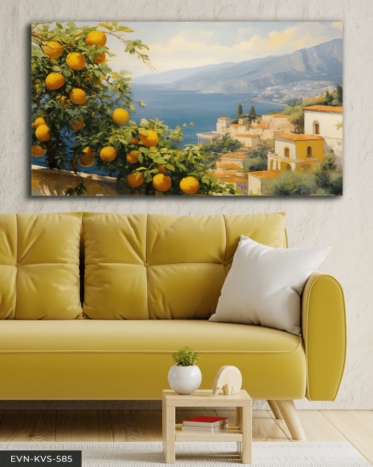 Limon Ağacı ve Deniz Tek Parça Kanvas - Canvas Tablo