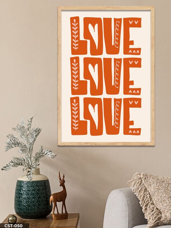 Love Tek Parça Ahşap Çerçeveli Tablo Naturel - 50 x 70 CM