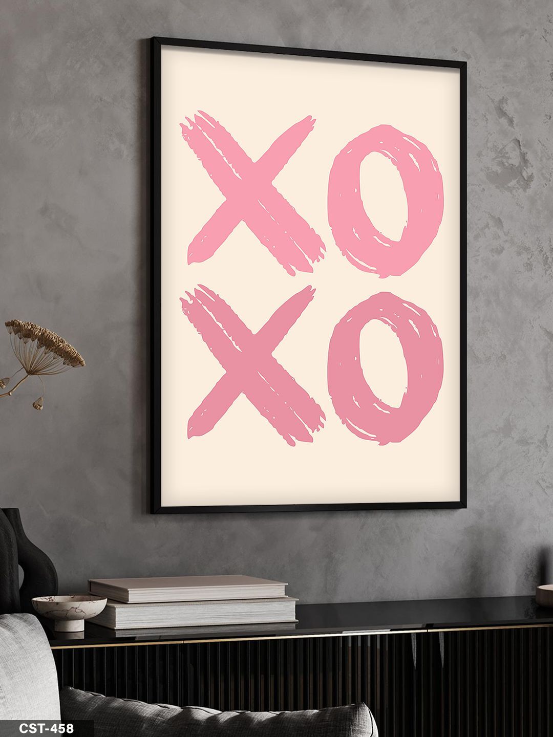 XOXO Tek Parça Ahşap Çerçeveli Tablo Siyah - 20 x 30 CM