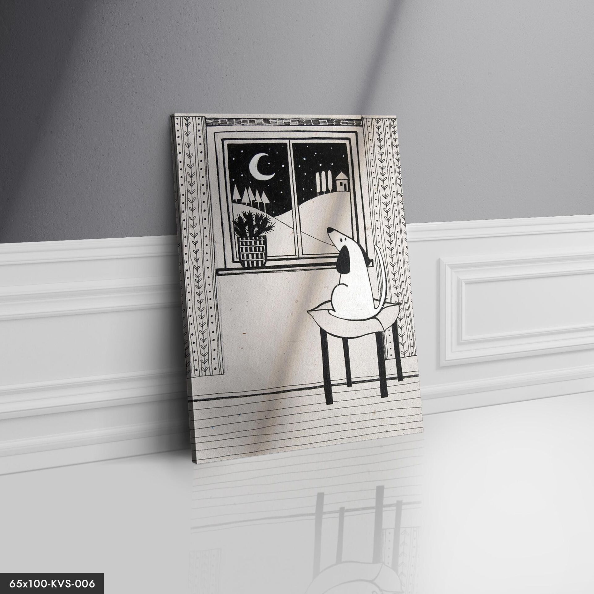 Uzaklara Bakan Köpek Kanvas - Canvas Tablo 40 x 30 CM - Çok Renkli