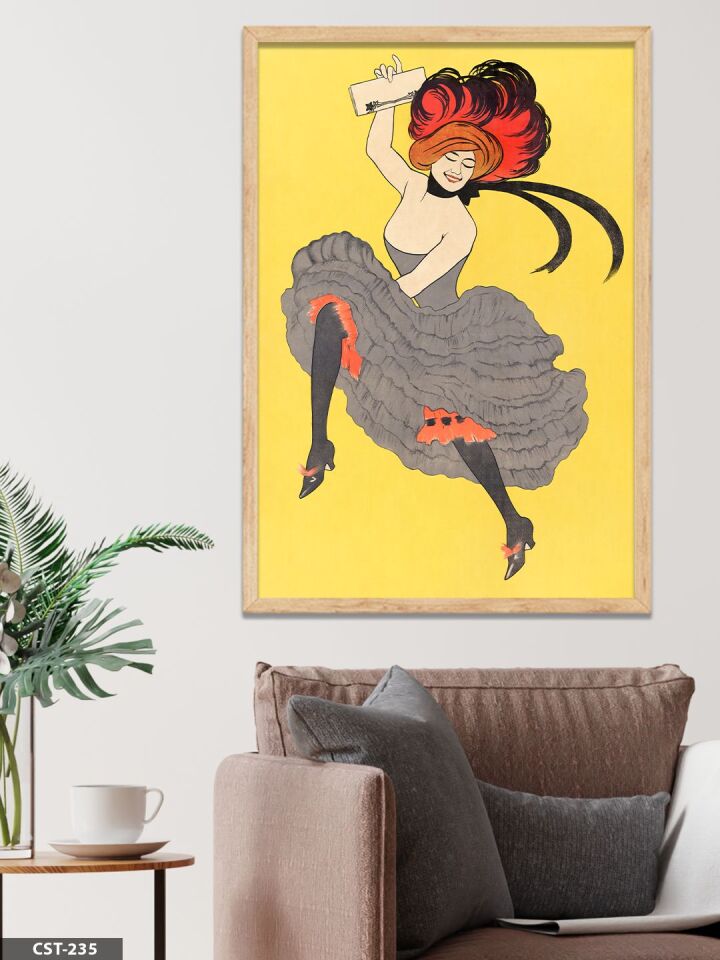 Dansçı Kadın Tek Parça Ahşap Çerçeveli Tablo Naturel - 30 x 40 CM