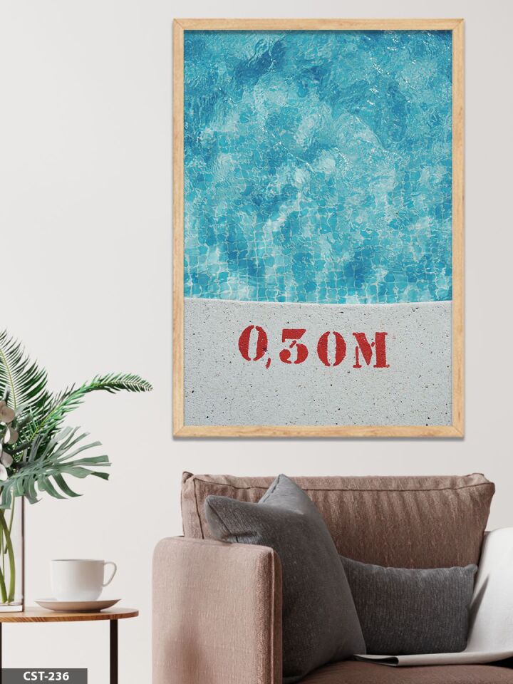 Yüzme Havuzunun Derinliği Tek Parça Ahşap Çerçeveli Tablo Naturel - 30 x 40 CM