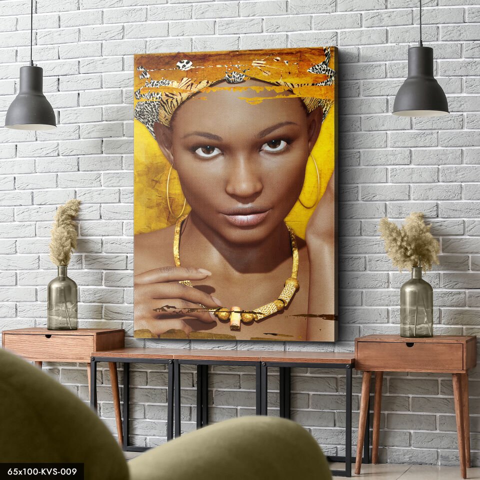 Afrikalı Kadın Portre Kanvas - Canvas Tablo 40 x 30 CM - Çok Renkli