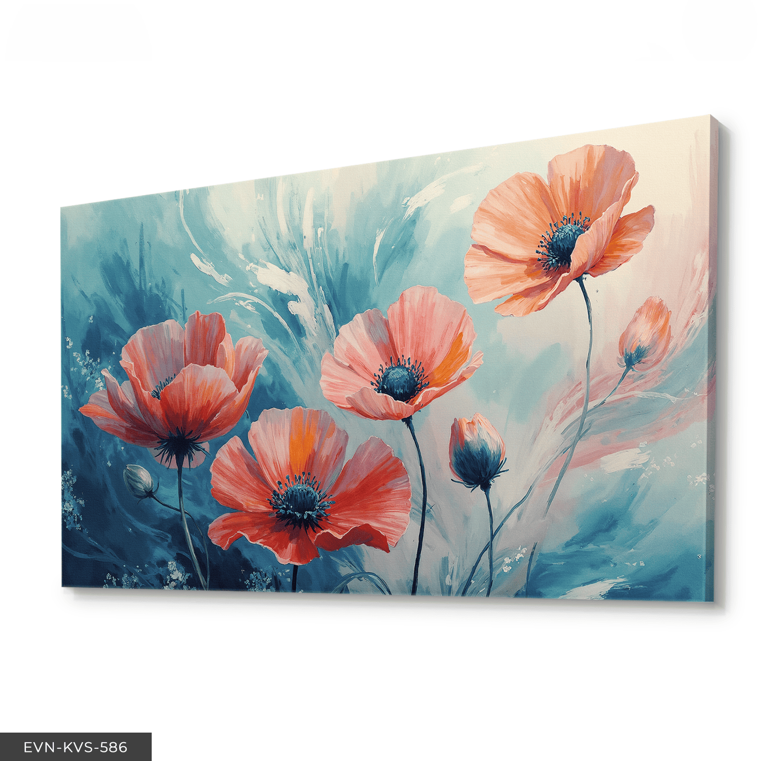 Yağlı Boya Görünümlü Kırmızı Çiçek Tek Parça Kanvas - Canvas Tablo