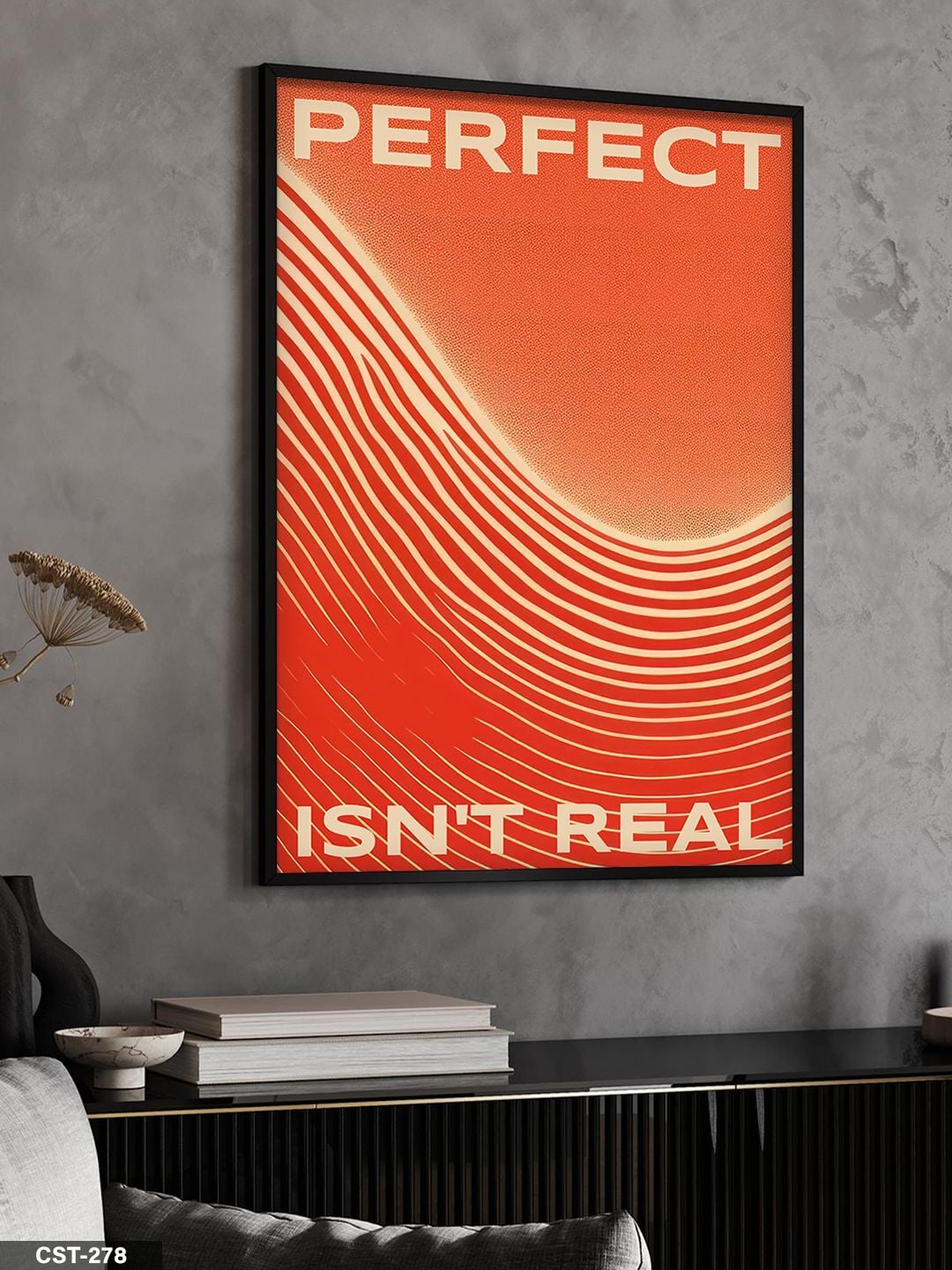 Perfect Isn't Real Tek Parça Ahşap Çerçeveli Tablo Siyah - 40 x 60 CM