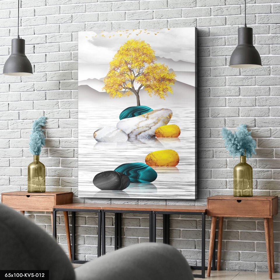 Soyut Ağaç Taşlar Kanvas - Canvas Tablo