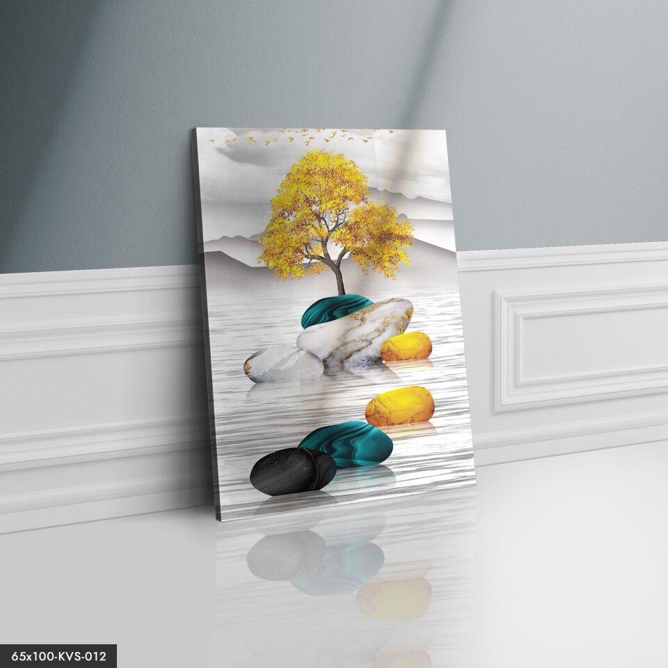 Soyut Ağaç Taşlar Kanvas - Canvas Tablo