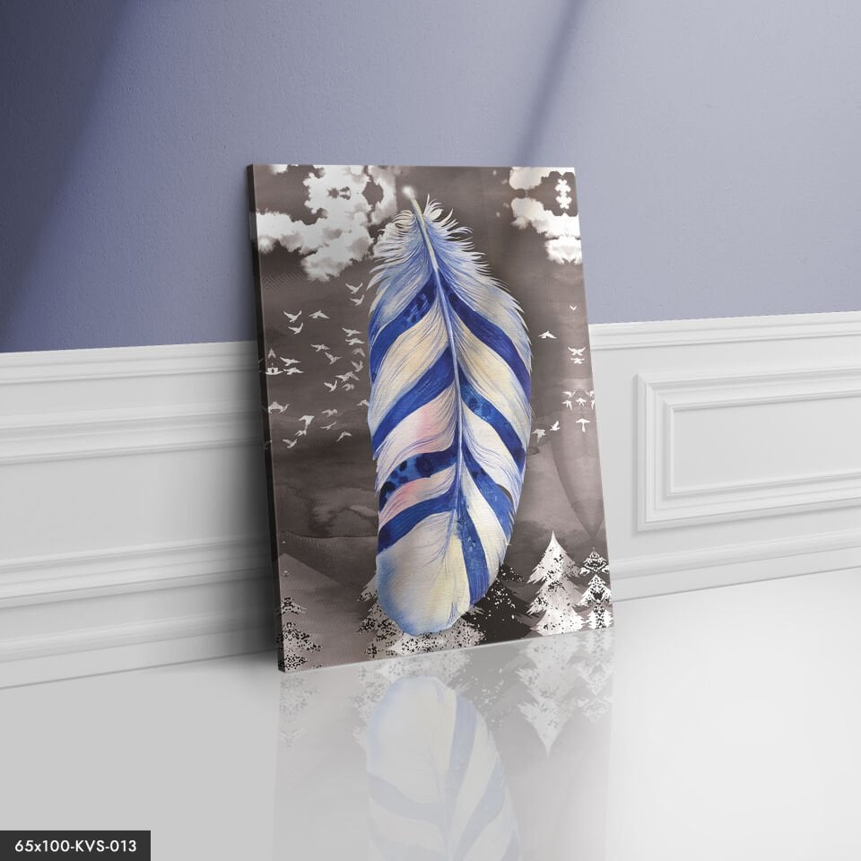 Mavi Yaprak Kanvas Tablo