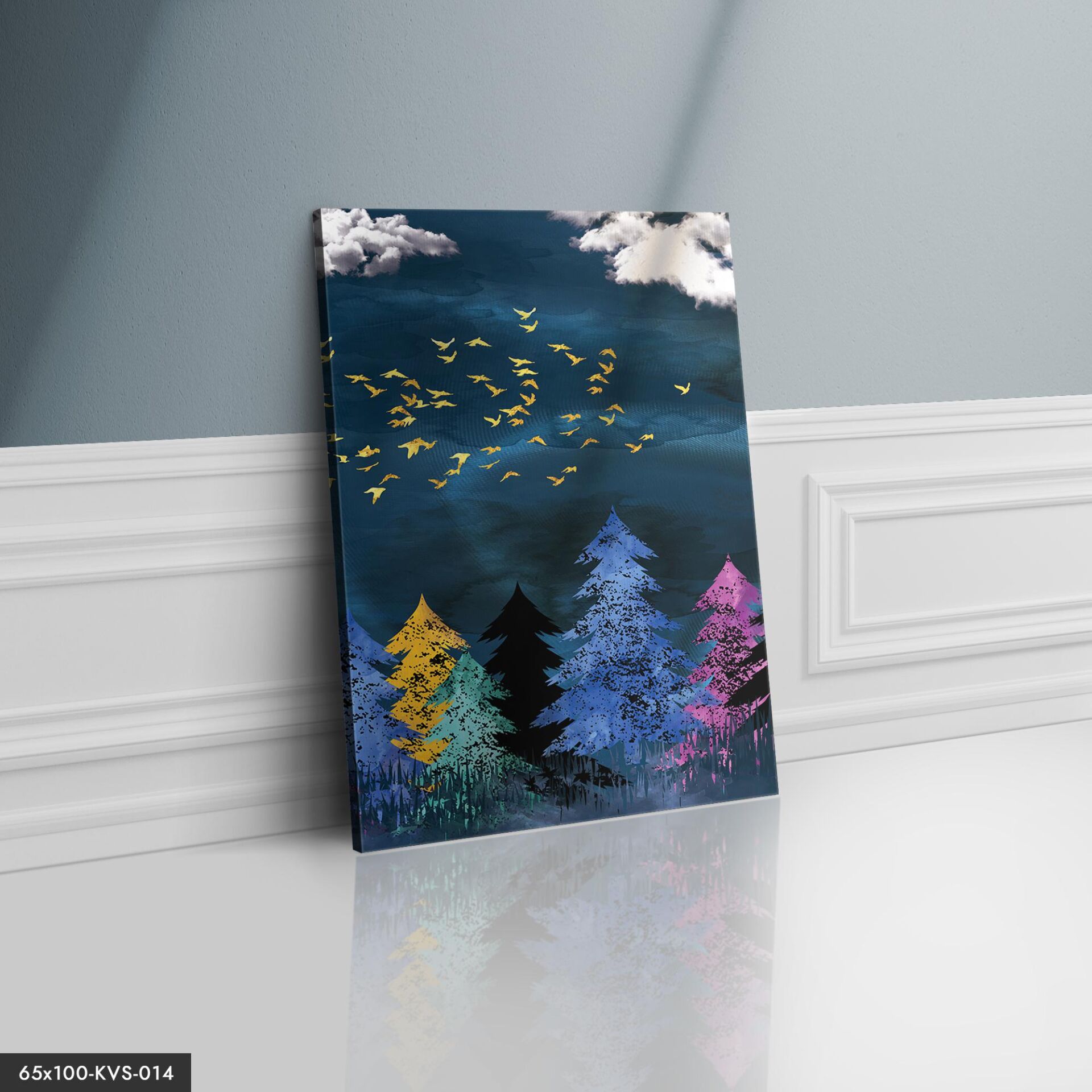 Soyut Çizim Doğa Kanvas - Canvas Tablo 40 x 30 CM - Çok Renkli