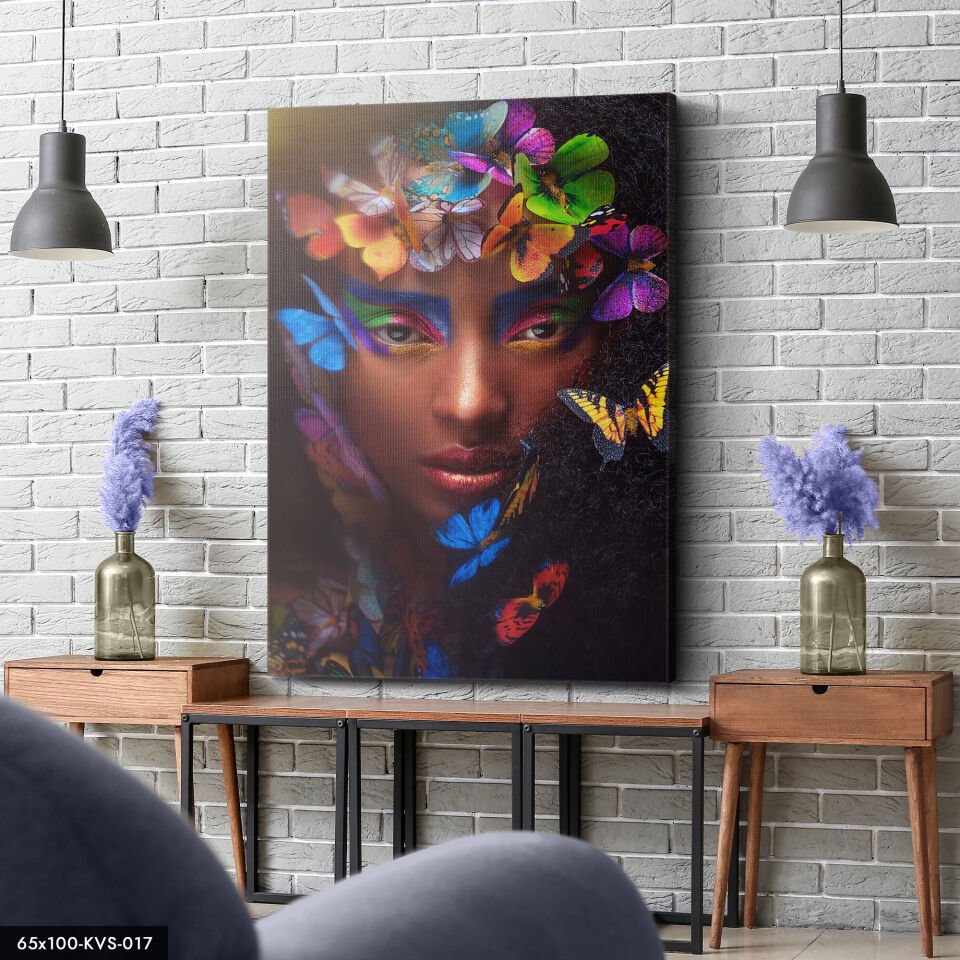 Kelebekler Içinde Kadın Kanvas - Canvas Tablo