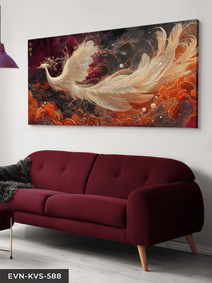 Işıltılı Beyaz Anka Kuşu Tek Parça Kanvas - Canvas Tablo