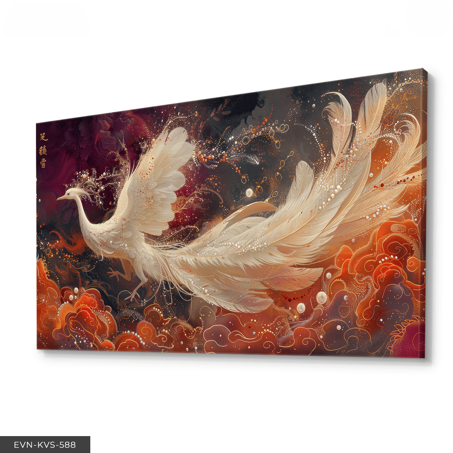 Işıltılı Beyaz Anka Kuşu Tek Parça Kanvas - Canvas Tablo