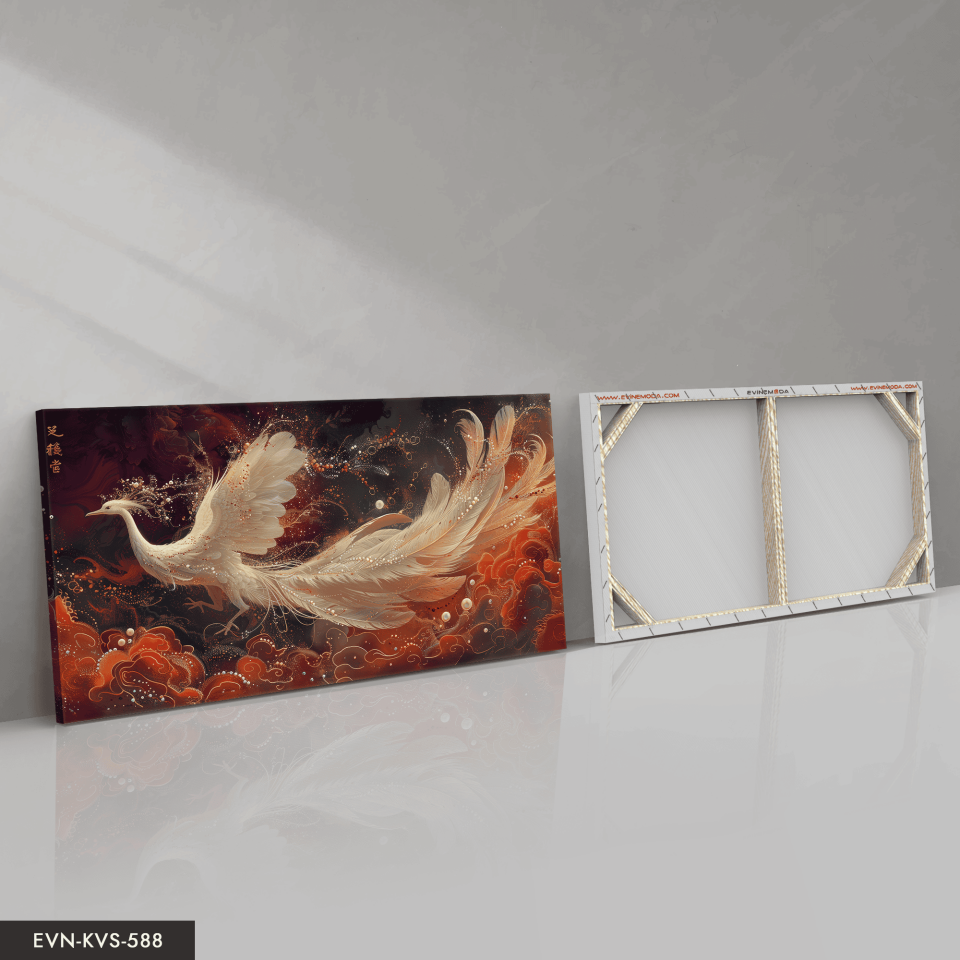 Işıltılı Beyaz Anka Kuşu Tek Parça Kanvas - Canvas Tablo