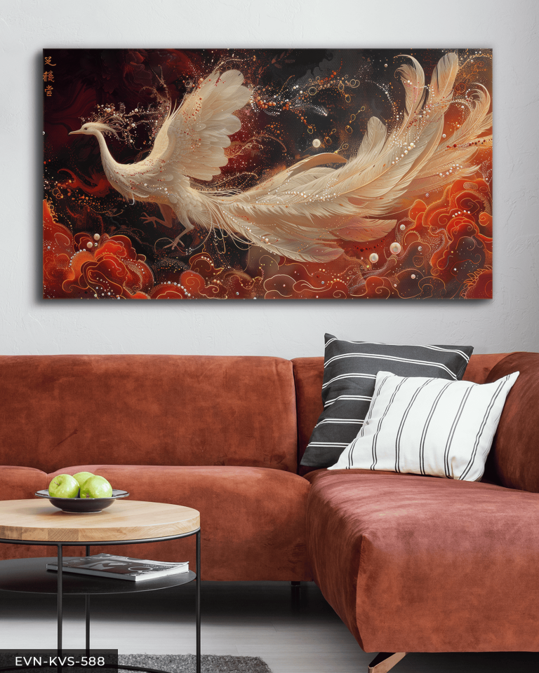 Işıltılı Beyaz Anka Kuşu Tek Parça Kanvas - Canvas Tablo