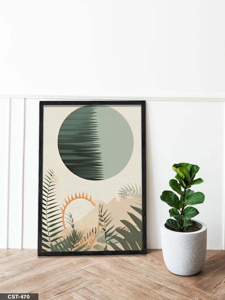 Yeşil Ay Tek Parça Ahşap Çerçeveli Tablo Siyah - 20 x 30 CM