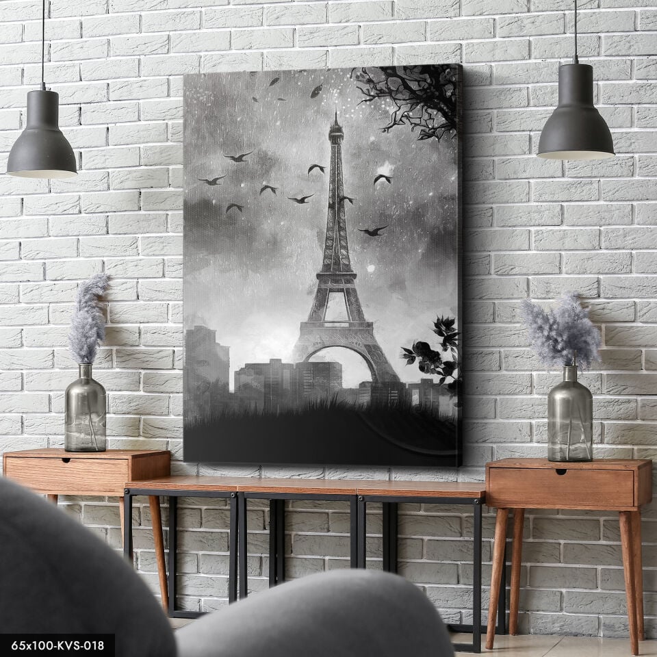 Eyfel Kulesi Kanvas - Canvas Tablo 40 x 30 CM - Çok Renkli