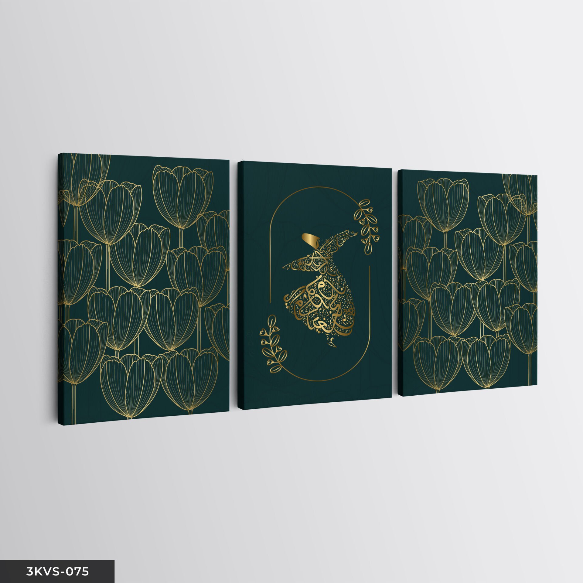 Semazen Çiçek 3 Parça Kanvas - Canvas Tablo 40 x 30 CM