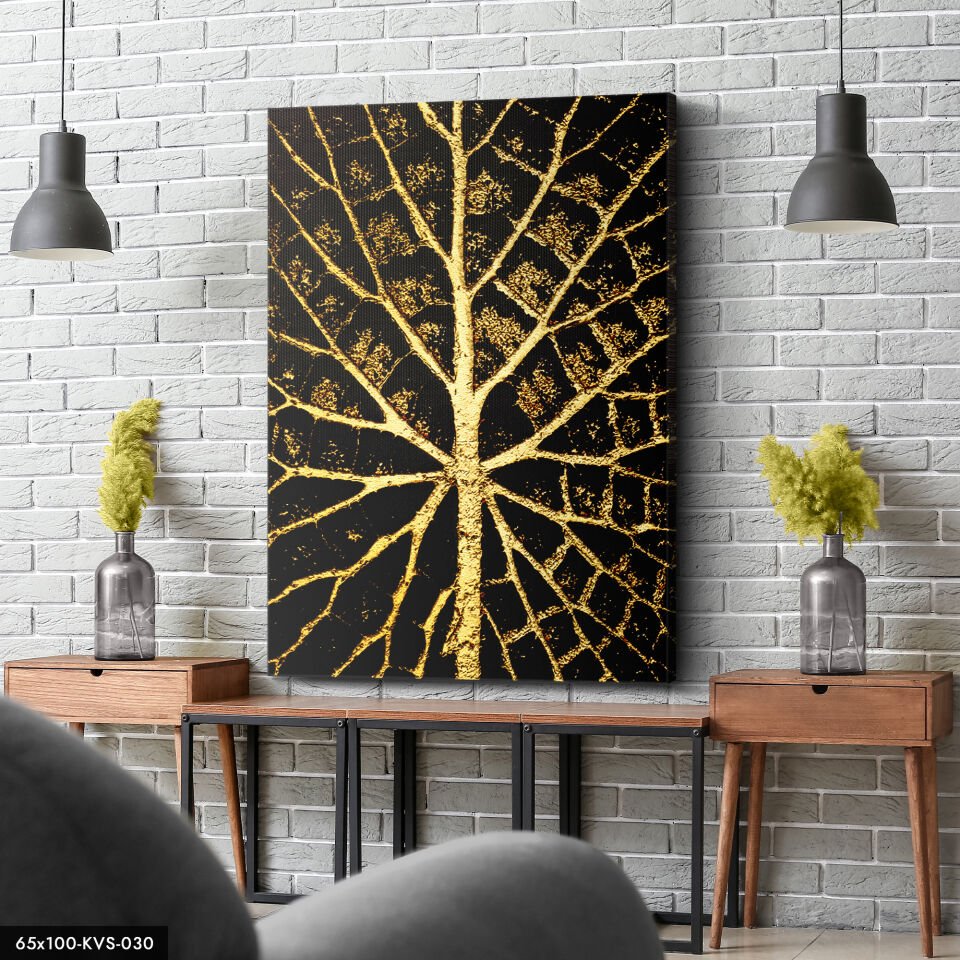 Gold Yaprak Kanvas Tablo