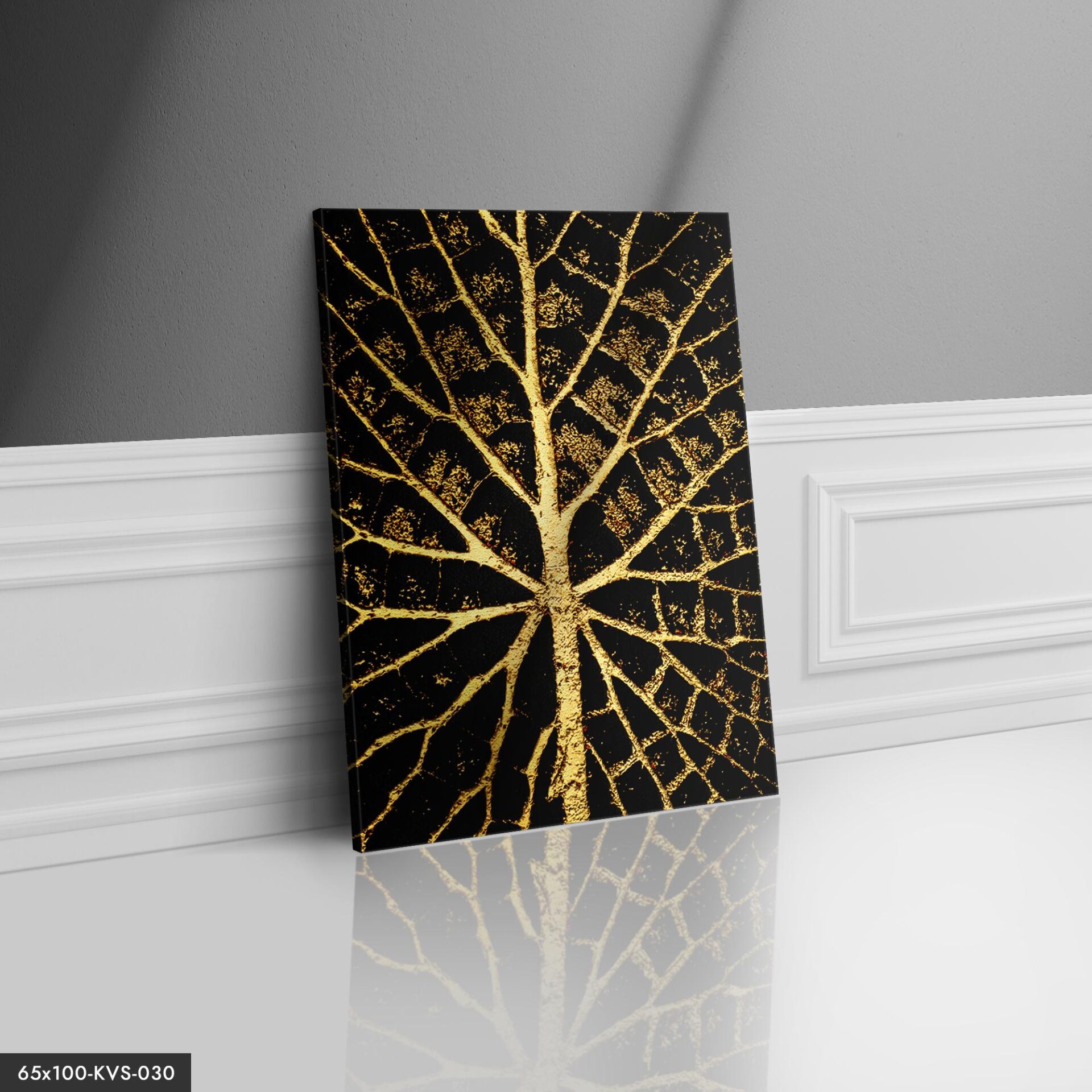 Gold Yaprak Kanvas Tablo 40 x 30 CM - Çok Renkli