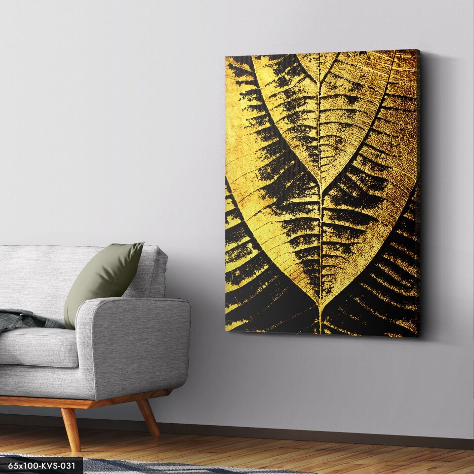 Gold Yaprak Kanvas Tablo 40 x 30 CM - Çok Renkli