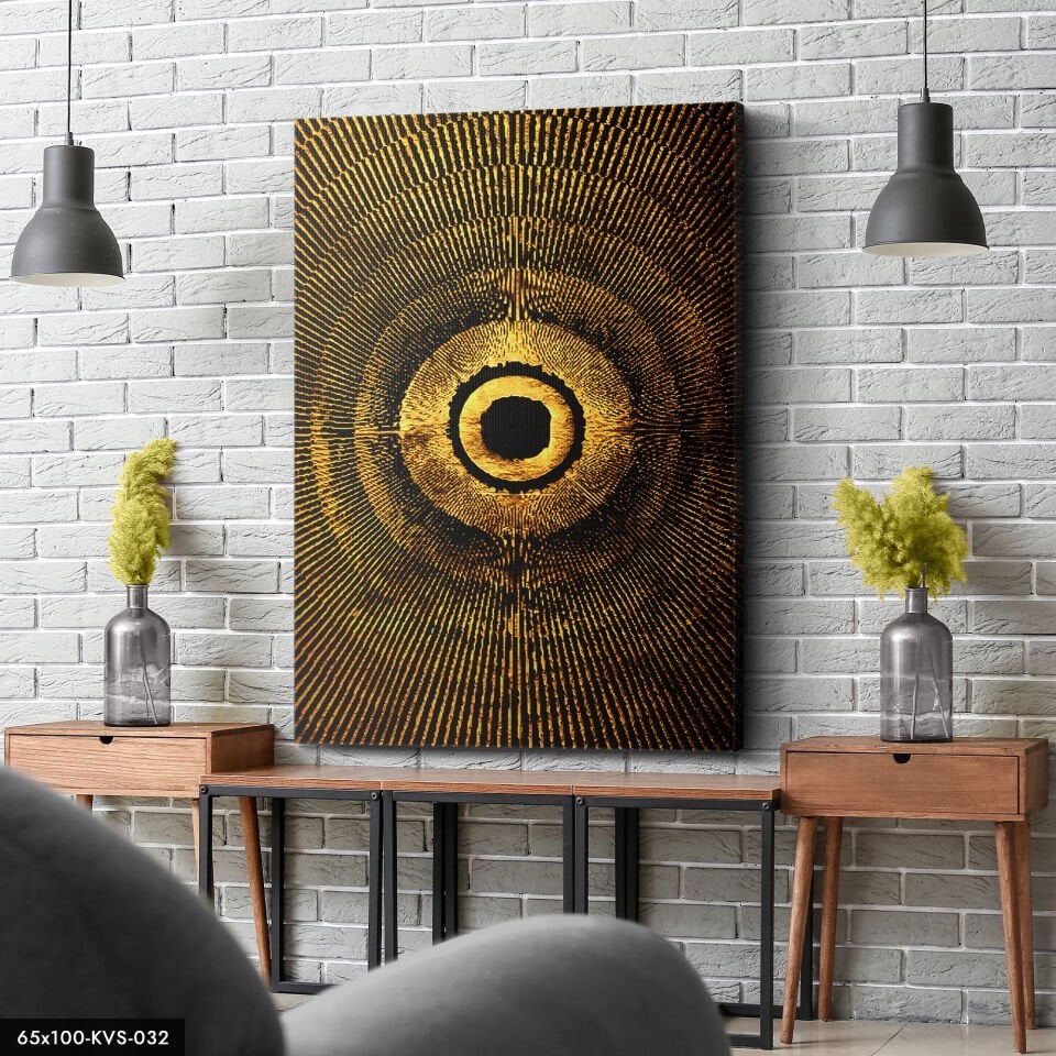 Gold Girdap Kanvas - Canvas Tablo 40 x 30 CM - Çok Renkli