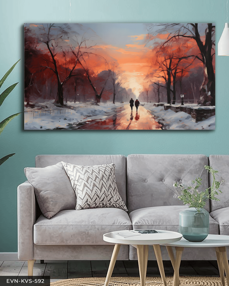 Karlı Yolda Yürüyüş Tek Parça Kanvas - Canvas Tablo