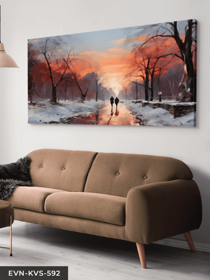 Karlı Yolda Yürüyüş Tek Parça Kanvas - Canvas Tablo