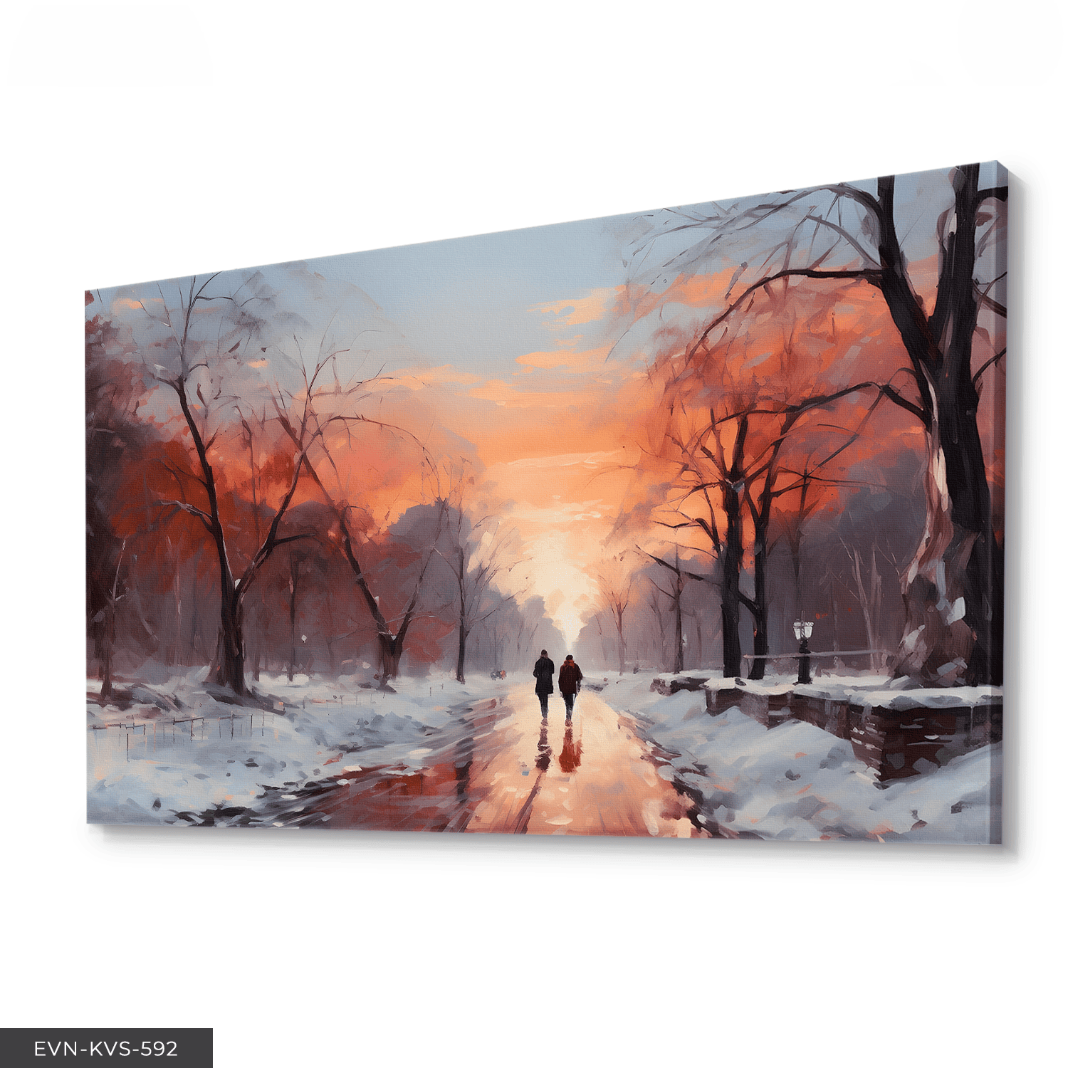Karlı Yolda Yürüyüş Tek Parça Kanvas - Canvas Tablo