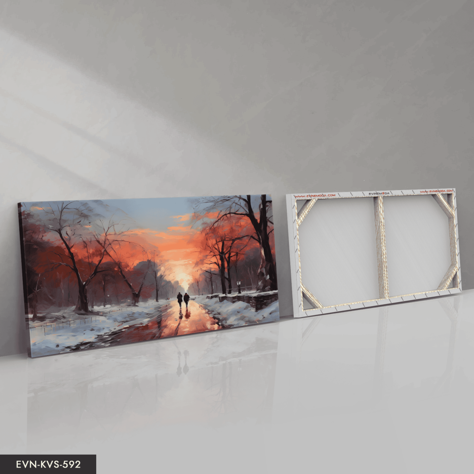 Karlı Yolda Yürüyüş Tek Parça Kanvas - Canvas Tablo