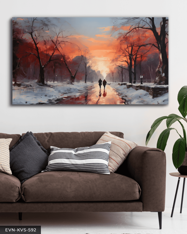 Karlı Yolda Yürüyüş Tek Parça Kanvas - Canvas Tablo