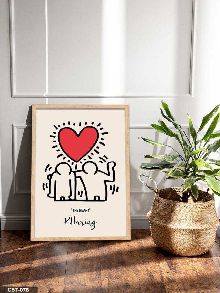 The Heart illüstrasyon Tek Parça Ahşap Çerçeveli Tablo Naturel - 50 x 70 CM