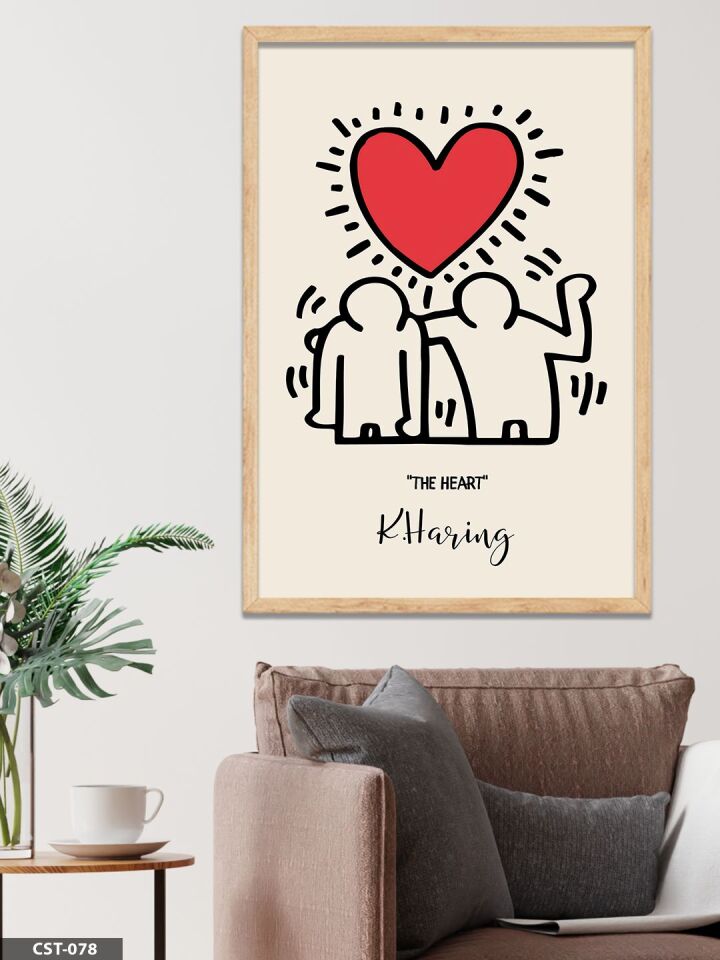 The Heart illüstrasyon Tek Parça Ahşap Çerçeveli Tablo Naturel - 50 x 70 CM