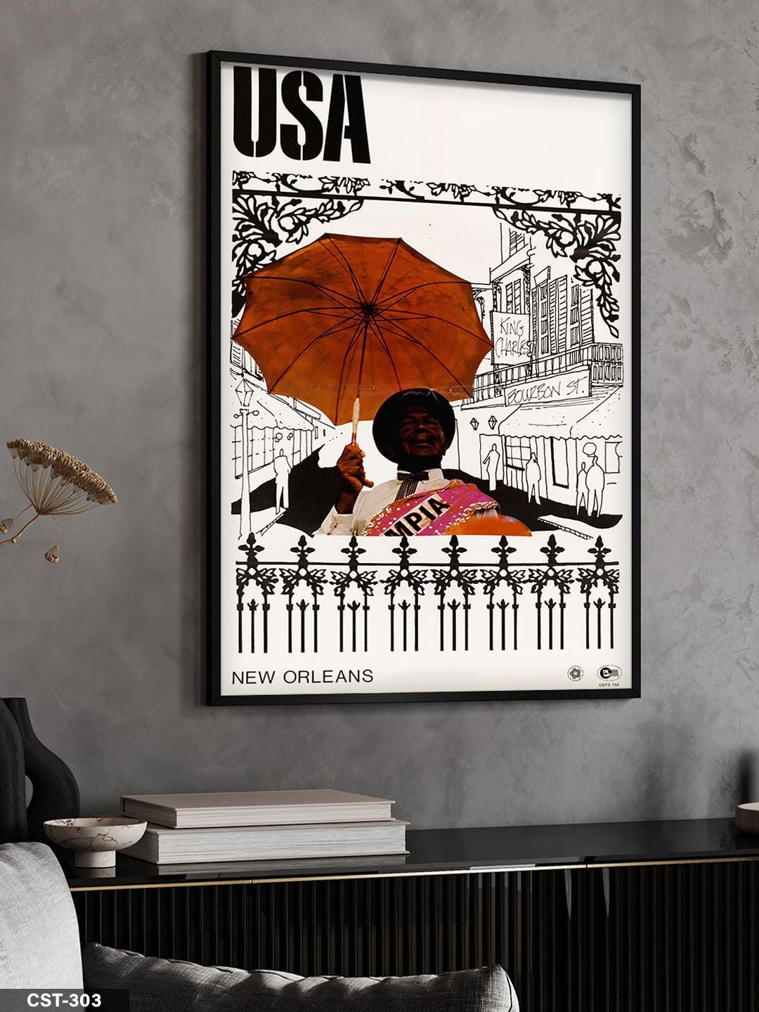 New Orleans Tek Parça Ahşap Çerçeveli Tablo Siyah - 40 x 60 CM