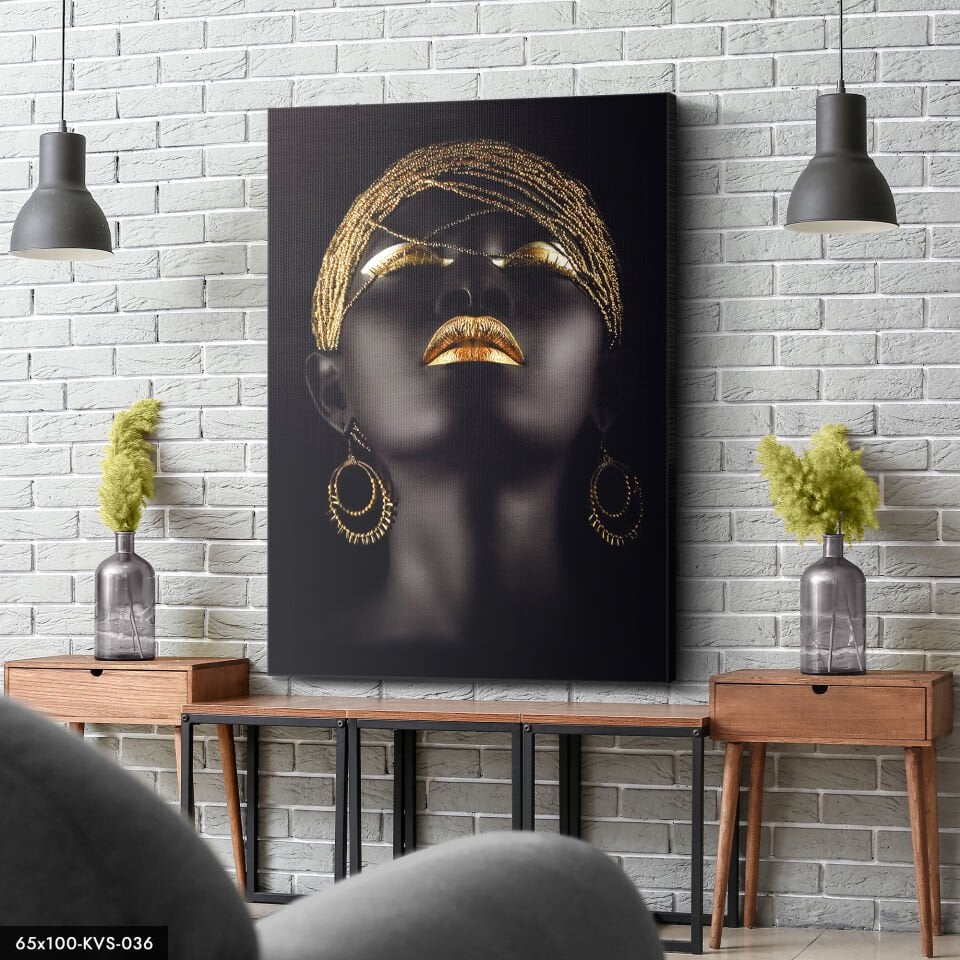 Siyahi Kadın Kanvas - Canvas Tablo 40 x 30 CM - Çok Renkli