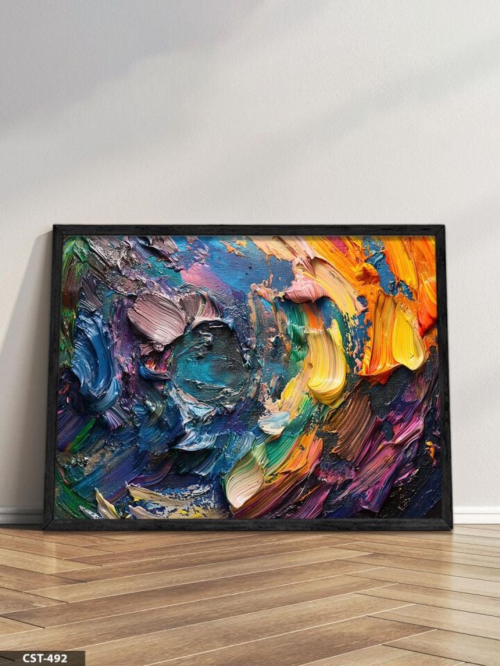 Fırça Darbeleri Tek Parça Ahşap Çerçeveli Tablo Siyah - 20 x 30 CM