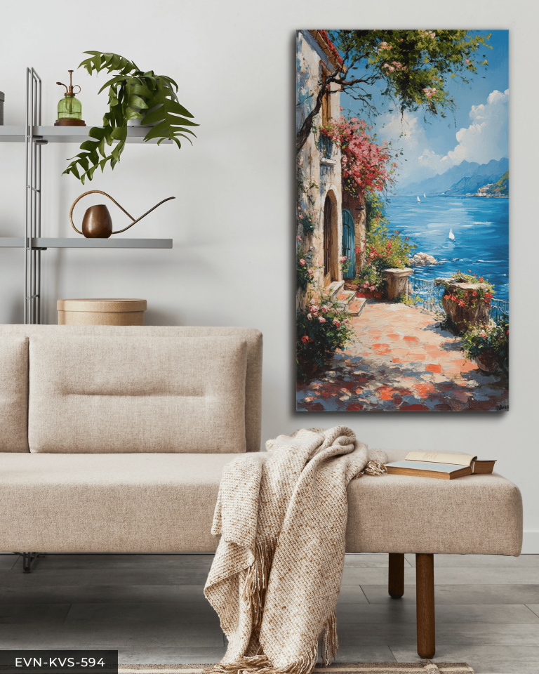 Deniz Manzaralı Teras Tek Parça Kanvas - Canvas Tablo