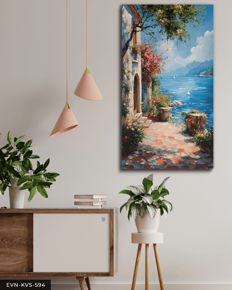 Deniz Manzaralı Teras Tek Parça Kanvas - Canvas Tablo
