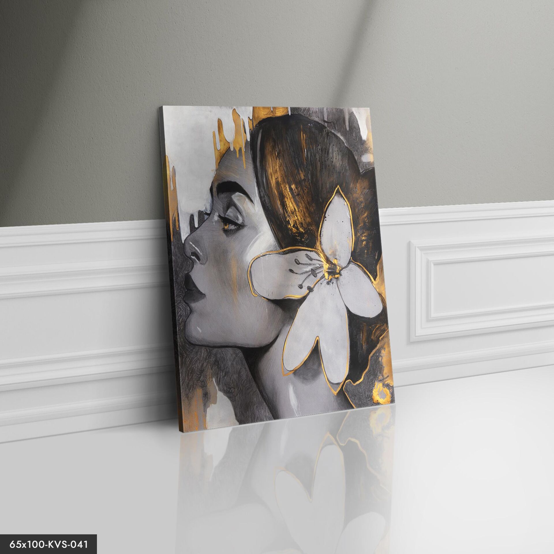 Çiçekli Kadın Kanvas - Canvas Tablo