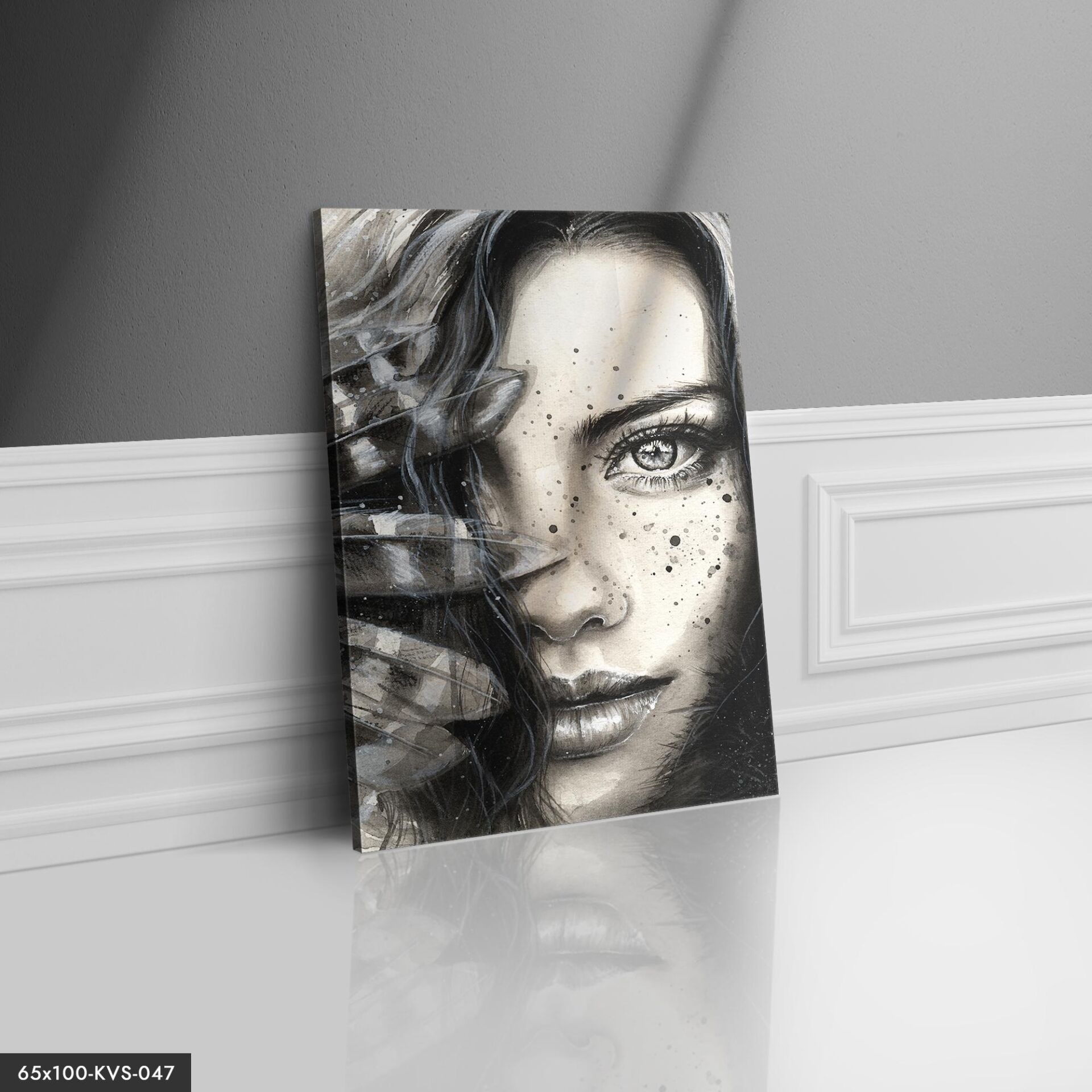 Kadın Portre Kanvas - Canvas Tablo 40 x 30 CM - Çok Renkli