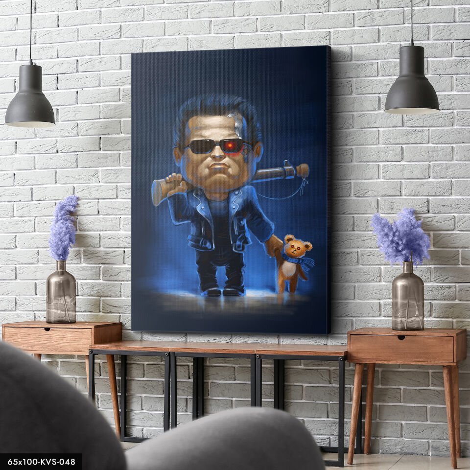 Terminatör Ayı Teddy Kanvas - Canvas Tablo 40 x 30 CM - Çok Renkli
